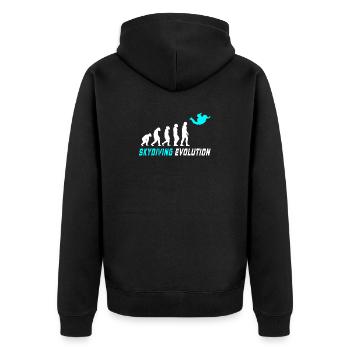 Fallschirm Evolution Design / Geschenkidee - Unisex Premium Bio Zip Hoodie - Schwarz - Hinten - Nico (187cm)