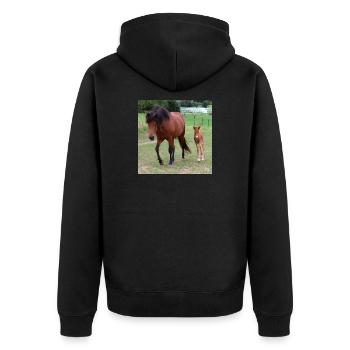 Pferd Pferdeposter - Unisex Premium Bio Zip Hoodie - Schwarz - Hinten - Nico (187cm)