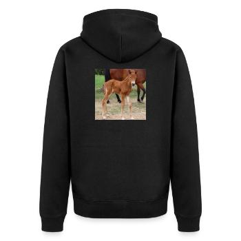 Pferd Pferdeposter - Unisex Premium Bio Zip Hoodie - Schwarz - Hinten - Nico (187cm)