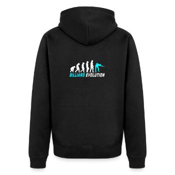 Billard Evolution Design / Geschenkidee - Unisex Premium Bio Zip Hoodie - Schwarz - Hinten - Nico (187cm)