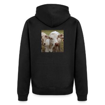Cow Poster - Unisex Premium Organic Zip Hoodie - black - Back - Nico (187cm)