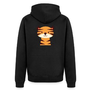 Kleiner Tiger - Unisex Premium Bio Zip Hoodie - Schwarz - Hinten - Nico (187cm)