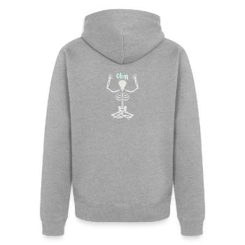 Squelette dans le siège de yoga Ohm - Veste à capuche bio Premium Unisexe - gris chiné - Dos - Nico (187cm)