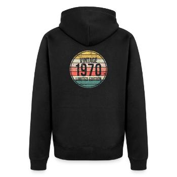 Vintage 1970 Limited Edition - Unisex Premium Organic Zip Hoodie - black - Back - Nico (187cm)