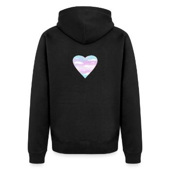 Trans Heart - Unisex Premium Organic Zip Hoodie - black - Back - Nico (187cm)