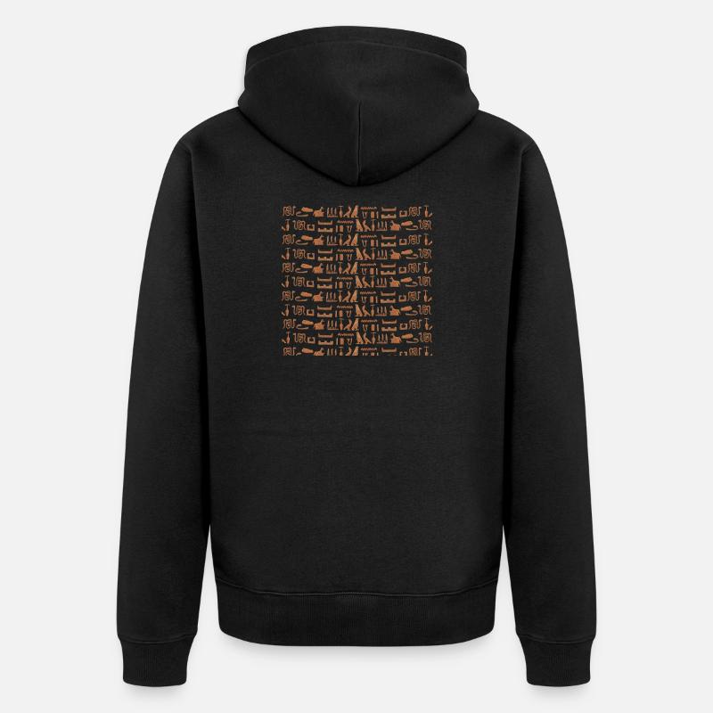 Ancient Egypt, hieroglyphic pattern, gift idea - Unisex Premium Organic Zip Hoodie - black