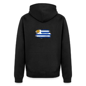 Uruguay flag design / gift idea - Unisex Premium Organic Zip Hoodie - black - Back - Nico (187cm)