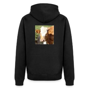 Cow Poster - Unisex Premium Organic Zip Hoodie - black - Back - Nico (187cm)