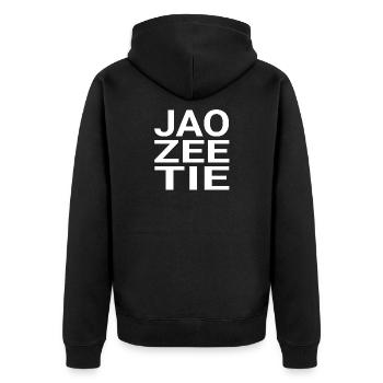 JAOZEETIE - Unisex Premium Bio Zip Hoodie - Schwarz - Hinten - Nico (187cm)