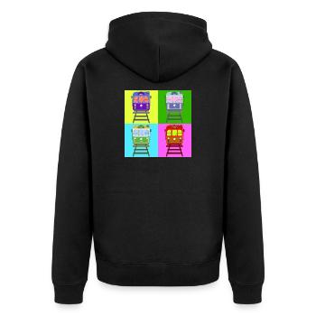 Tram, tram pop art - Unisex Premium Organic Zip Hoodie - black - Back - Nico (187cm)