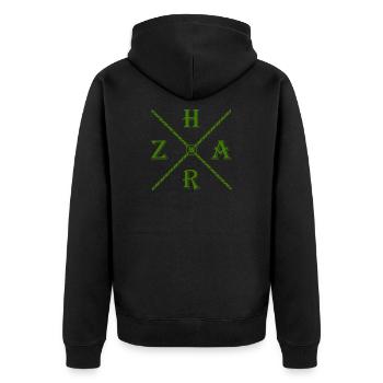 Harz Style - Kreuz Harz - Wir lieben den Harz - Unisex Premium Bio Zip Hoodie - Schwarz - Hinten - Nico (187cm)