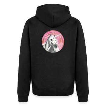 Einhorn der Liebe - Sonja Ariel von Staden - Unisex Premium Bio Zip Hoodie - Schwarz - Hinten - Nico (187cm)