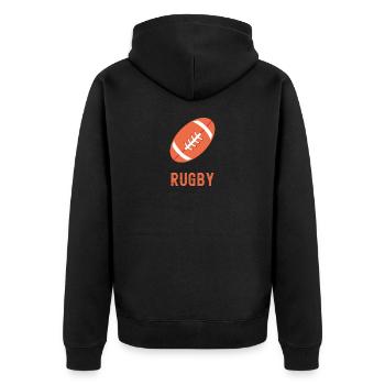 Ballon de Rugby Minimaliste en Orange - Veste à capuche bio Premium Unisexe - noir - Dos - Nico (187cm)