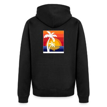 Palm trees Caribbean summer sun beach sea time out - Unisex Premium Organic Zip Hoodie - black - Back - Nico (187cm)