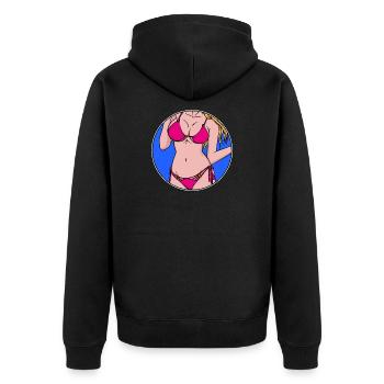 Surfergirl Bikini Urlaub Strand Meer Sommer Sonne - Unisex Premium Bio Zip Hoodie - Schwarz - Hinten - Nico (187cm)