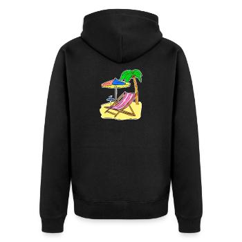 Sonne Meer Strand Sommer Palmen Entspannen Ferien - Unisex Premium Bio Zip Hoodie - Schwarz - Hinten - Nico (187cm)