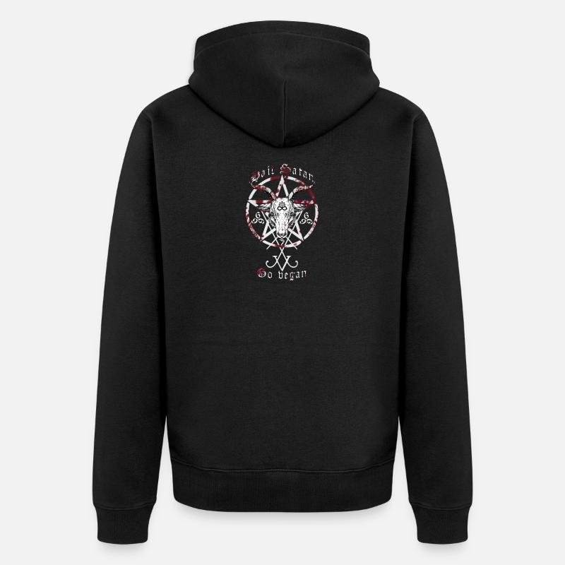 salut satan | devenir vegetarien - Veste à capuche bio Premium Unisexe - noir