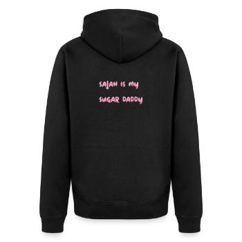 Satan ist mein Daddy - Unisex Premium Bio Zip Hoodie - Schwarz - Hinten - Nico (187cm)