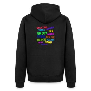 Urlaub Entspannen Ferien Sommer Sonne Verreisen - Unisex Premium Bio Zip Hoodie - Schwarz - Hinten - Nico (187cm)