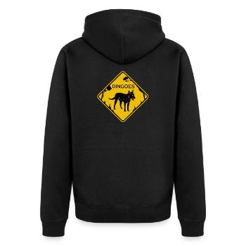 Dingo panneau de signalisation jaune - Veste à capuche bio Premium Unisexe - noir - Dos - Nico (187cm)