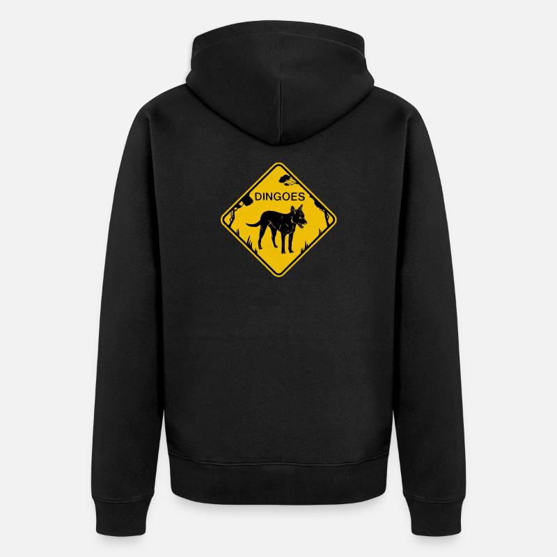 Dingo panneau de signalisation jaune - Veste à capuche bio Premium Unisexe - noir