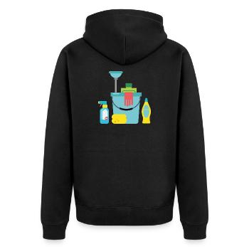 Putzmittel - Unisex Premium Bio Zip Hoodie - Schwarz - Hinten - Nico (187cm)