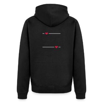 Linie Herz Strich Ornament - Unisex Premium Bio Zip Hoodie - Schwarz - Hinten - Nico (187cm)