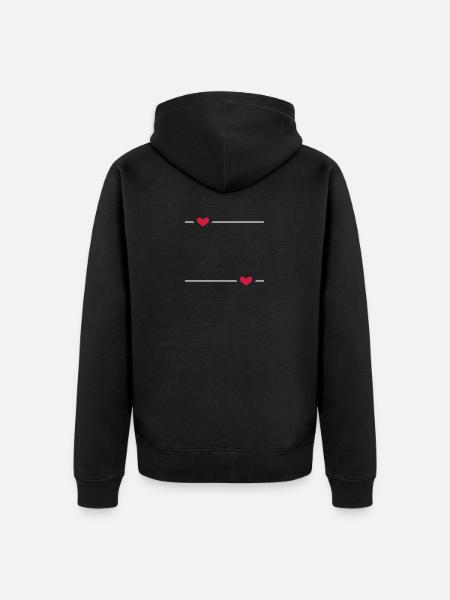 Line Heart Stroke Ornament - Unisex Premium Organic Zip Hoodie - black