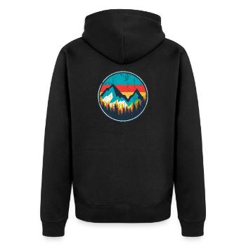 Aurora Ridge Mountain Sonnenuntergang - Unisex Premium Bio Zip Hoodie - Schwarz - Hinten - Nico (187cm)