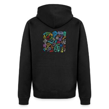 School Learning Timpani School Start School Start - Unisex Premium Organic Zip Hoodie - black - Back - Nico (187cm)