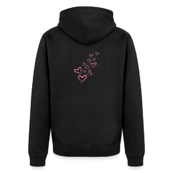 Heart Heart Pattern Pink - Unisex Premium Organic Zip Hoodie - black - Back - Nico (187cm)