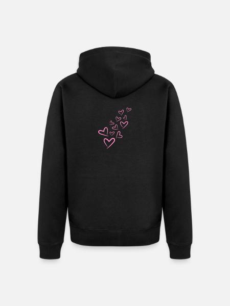Heart Heart Pattern Pink - Unisex Premium Organic Zip Hoodie - black
