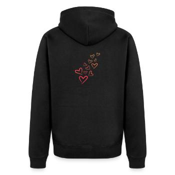 Heart Heart Pattern - Unisex Premium Organic Zip Hoodie - black - Back - Nico (187cm)