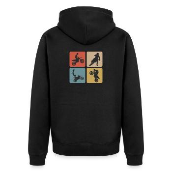Motorcross Vintage Design / Geschenkidee - Unisex Premium Bio Zip Hoodie - Schwarz - Hinten - Nico (187cm)