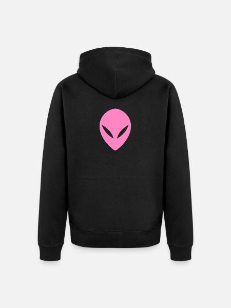 Ufo Alien Head Pink - Unisex Premium Organic Zip Hoodie - black