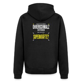 Ohrenarzt hören Ohren Ohr Geschenk lustig - Unisex Premium Bio Zip Hoodie - Schwarz - Hinten - Nico (187cm)