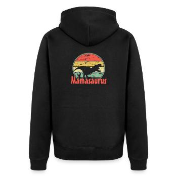 Mama Mamasaurus - Unisex Premium Bio Zip Hoodie - Schwarz - Hinten - Nico (187cm)