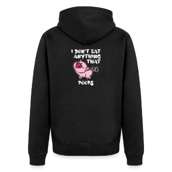 Statement Pig Vegan - Unisex Premium Organic Zip Hoodie - black - Back - Nico (187cm)