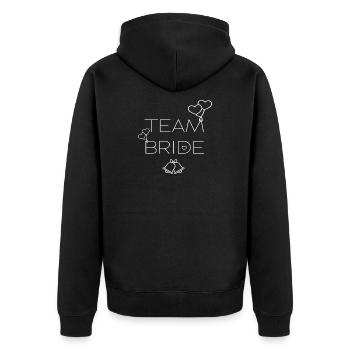 TEAM BRAUT - TEAM BRIDE - Unisex Premium Bio Zip Hoodie - Schwarz - Hinten - Nico (187cm)