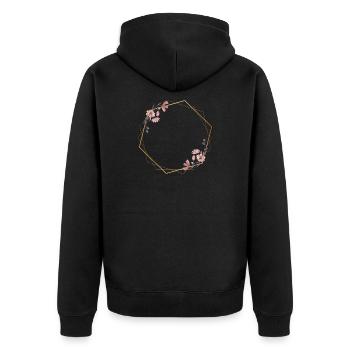 Geometric elegance with pink flowers - Unisex Premium Organic Zip Hoodie - black - Back - Nico (187cm)