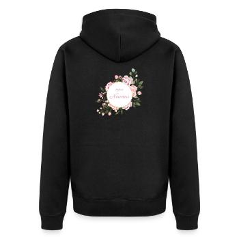 super nounou bouquet fleurs roses cadeau fin année - Veste à capuche bio Premium Unisexe - noir - Dos - Nico (187cm)