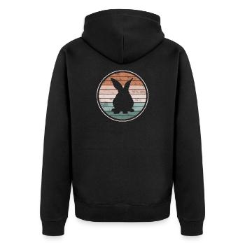 rabbit - Unisex Premium Organic Zip Hoodie - black - Back - Nico (187cm)