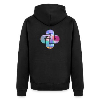 Prismatisches Kreuzmosaik - Unisex Premium Bio Zip Hoodie - Schwarz - Hinten - Nico (187cm)