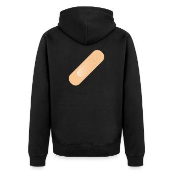 einfaches Heftpflaster als Gestaltungselement - Unisex Premium Bio Zip Hoodie - Schwarz - Hinten - Nico (187cm)