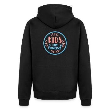 Kinder auf dem Spielbrett Design - Unisex Premium Bio Zip Hoodie - Schwarz - Hinten - Nico (187cm)