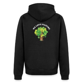 Wald Baum Illustration Naturliebe Symbol Logo - Unisex Premium Bio Zip Hoodie - Schwarz - Hinten - Nico (187cm)