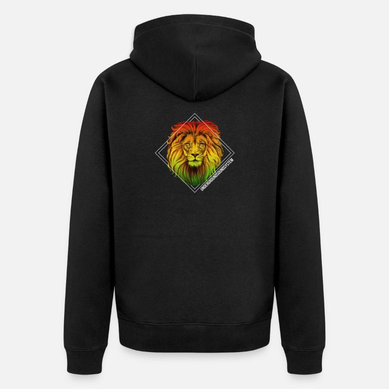 Rainbow Lion Diamond Pattern - Unisex Premium Organic Zip Hoodie - black