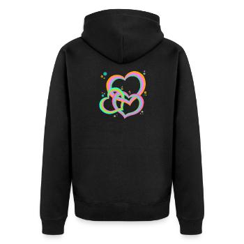 Des cœurs colorés entrelacés pour vous! - Veste à capuche bio Premium Unisexe - noir - Dos - Nico (187cm)