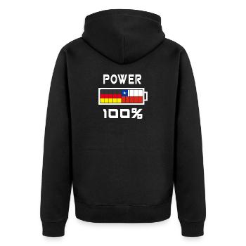 Deutschland und Chile Power 100% - Unisex Premium Bio Zip Hoodie - Schwarz - Hinten - Nico (187cm)