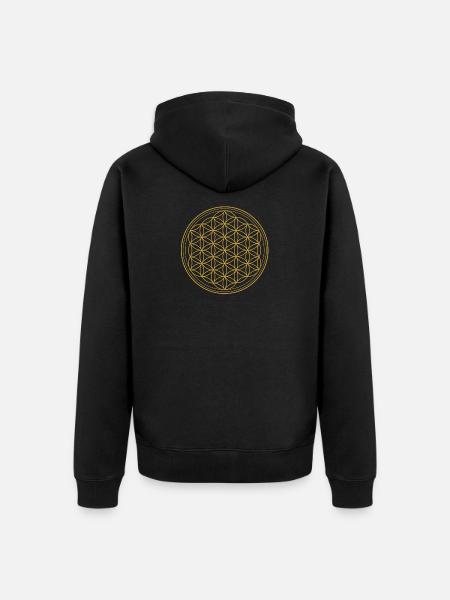 FLEUR DE VIE (OR) - Veste à capuche bio Premium Unisexe - noir